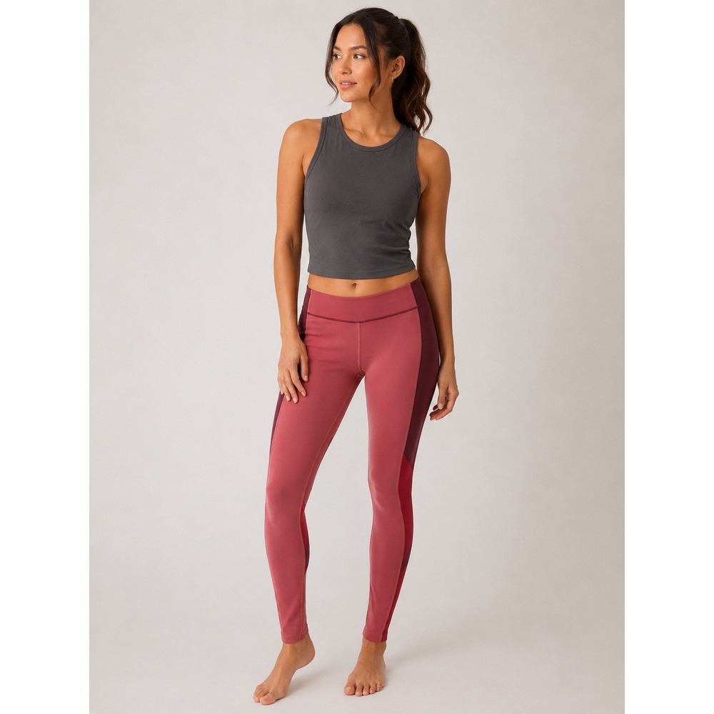 Outdoor Voices TechSweat Leggings Womens Medium Mauve Colorblock Nylon Mid Rise